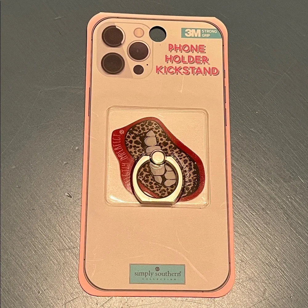 Simply Southern Phone Holder Kickstand PERFECTLY IMPERFECT Leopard Print Lips
